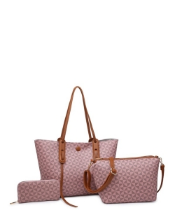 3in1 Fashion Tote Bag Set 51901 PINK